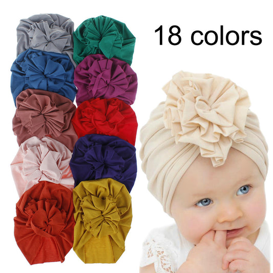 Children's Hat Pleated Flower Knitted Cotton Beanie Kids' Headwear