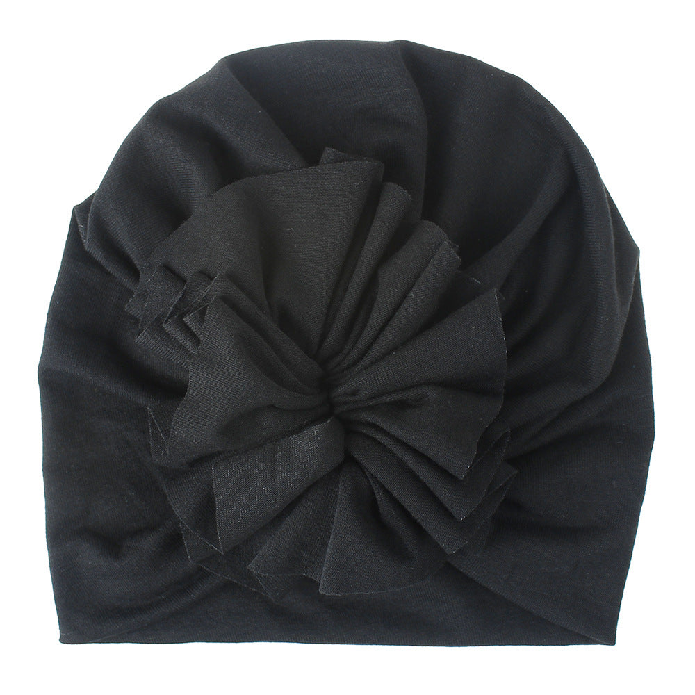 Children's Hat Pleated Flower Knitted Cotton Beanie Kids' Headwear