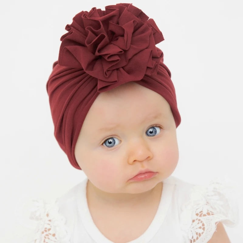 Children's Hat Pleated Flower Knitted Cotton Beanie Kids' Headwear