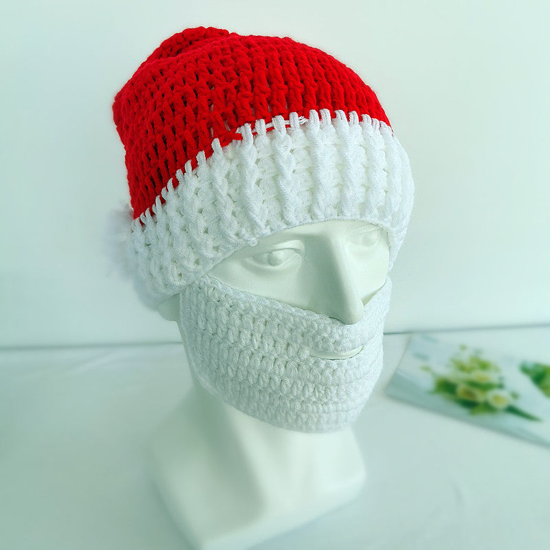 Hand-woven Christmas Hat Red Mask Beard Kids' Headwear