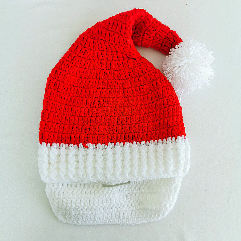 Hand-woven Christmas Hat Red Mask Beard Kids' Headwear