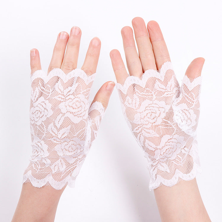 Finger Lace Sun Protection Summer Open Driving Gloves