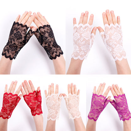 Finger Lace Sun Protection Summer Open Driving Gloves