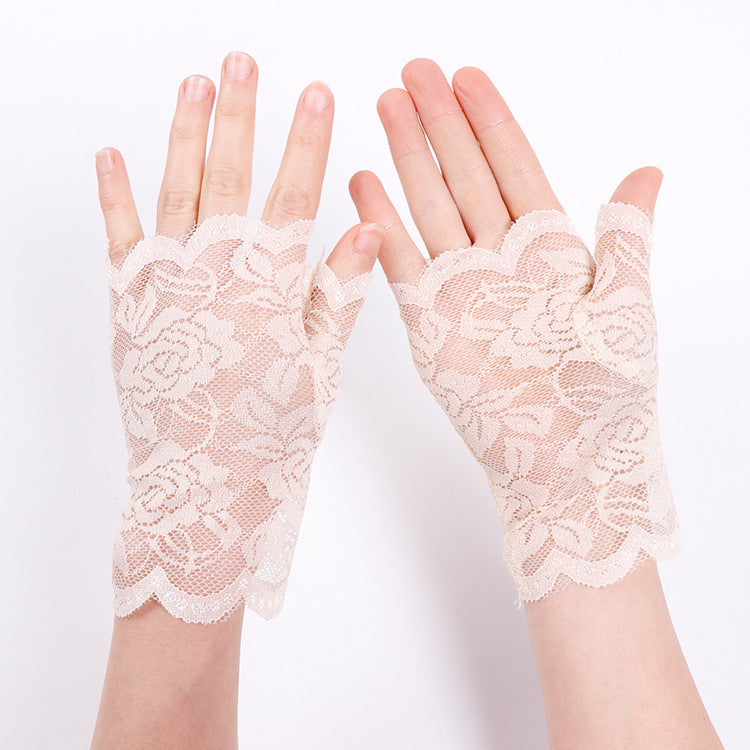 Finger Lace Sun Protection Summer Open Driving Gloves