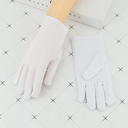 Women's & Men's Spandex Thin Driving Stretch Black White Etiquette Gloves