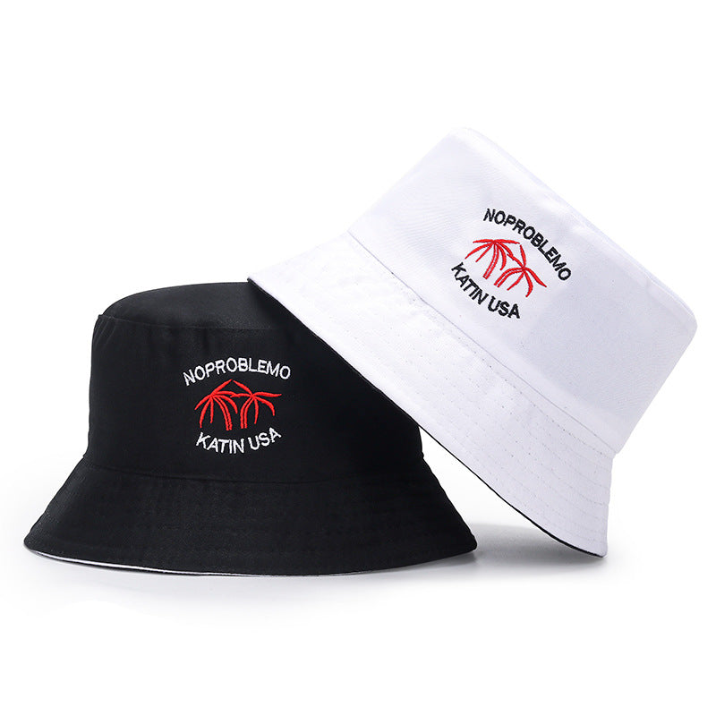 Men's Couple Double Sided Embroidery Text Bucket Hats & Caps