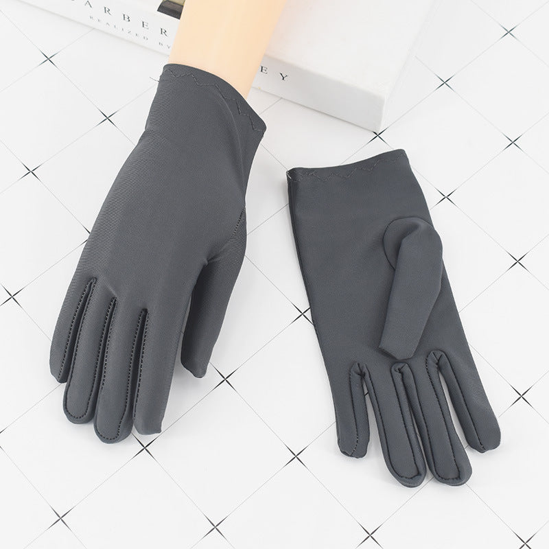 Women's & Men's Spandex Thin Driving Stretch Black White Etiquette Gloves