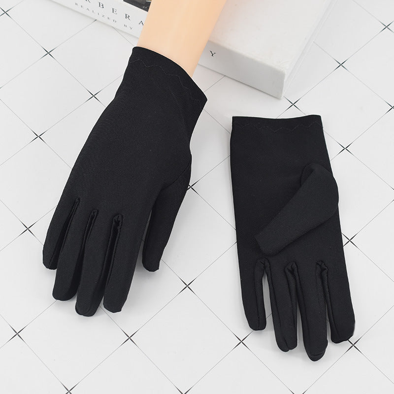 Women's & Men's Spandex Thin Driving Stretch Black White Etiquette Gloves