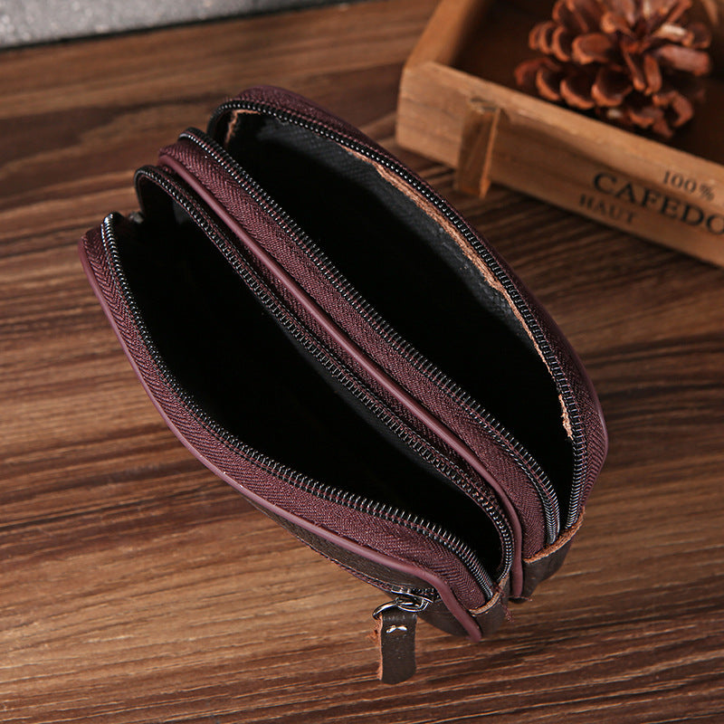 Men's Cattle Leather Waist Bag Mobile Phone Belts