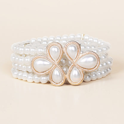 Women's Elegant Four Rows Of Pearls Decorative Retro Belts