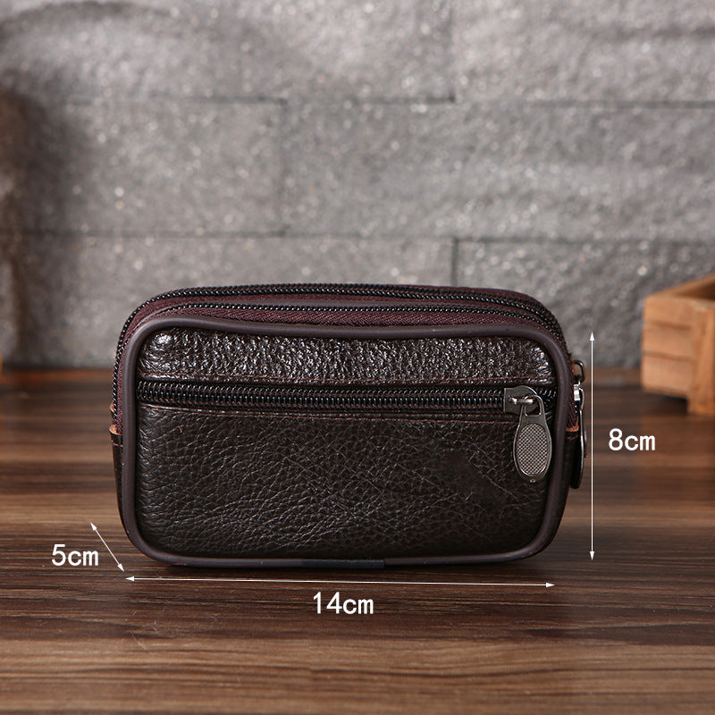 Men's Cattle Leather Waist Bag Mobile Phone Belts