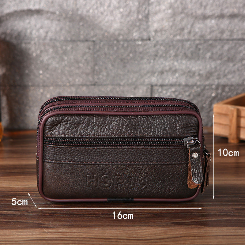 Men's Cattle Leather Waist Bag Mobile Phone Belts