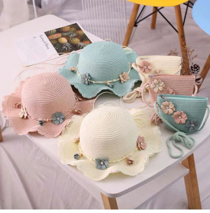 Children's Sun Hat Summer Straw Bag Set Kids' Headwear