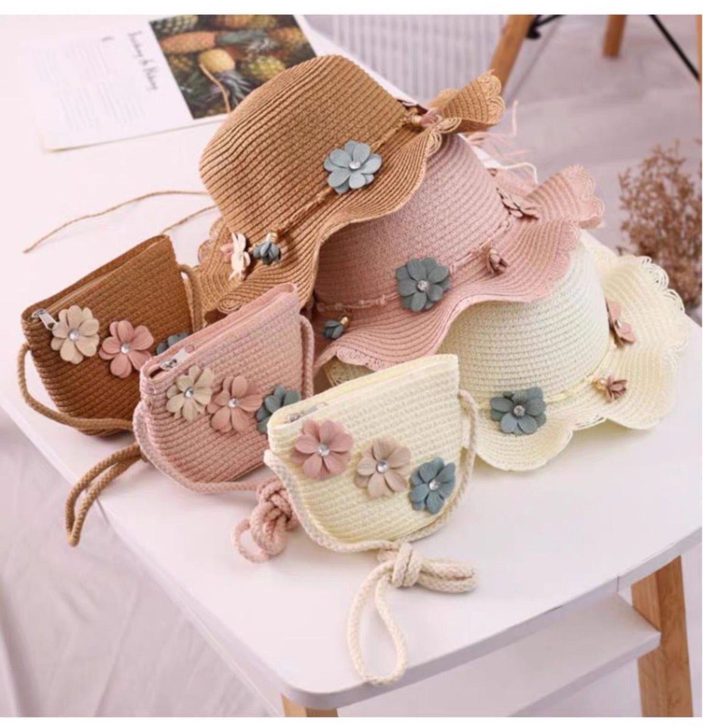 Children's Sun Hat Summer Straw Bag Set Kids' Headwear