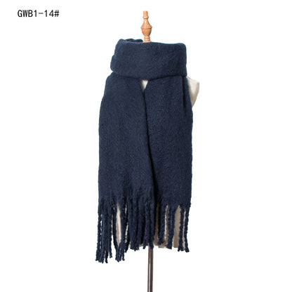 Women's & Men's Thick Tassel Circle Sand Solid Color Scarfs