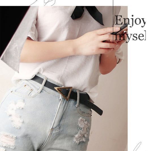 Women's Fashion Korean Style Dress Alloy Triangle Buckle Belts