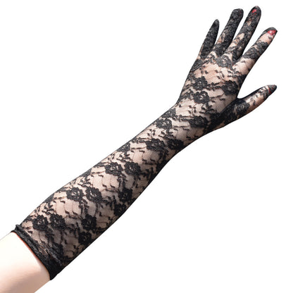 Women's Summer Thin Lace Long Full Finger Driving Biking Uv Gloves