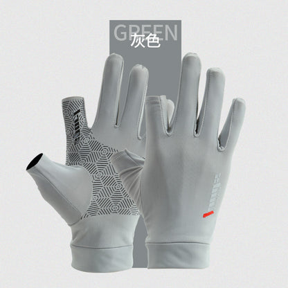 Finger Fishing Ice Silk Sun Protection Fitness Gloves