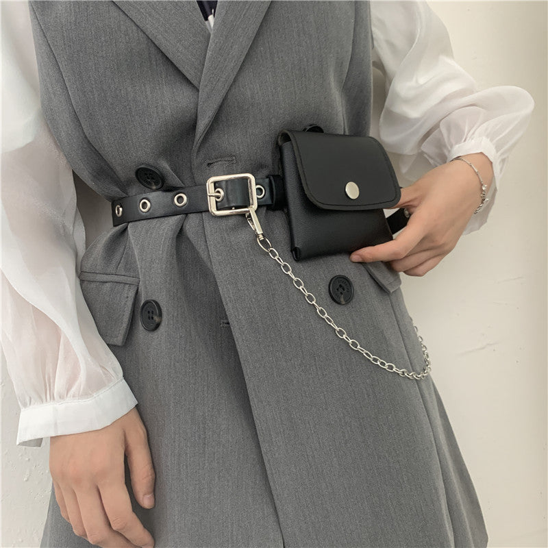 Women's Concave Shape Chain With Bag Trendy Fashion Joker Belts