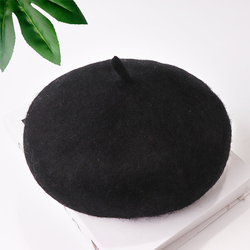 Mob Beret Woolen Solid Color Simple Adult Kids' Headwear