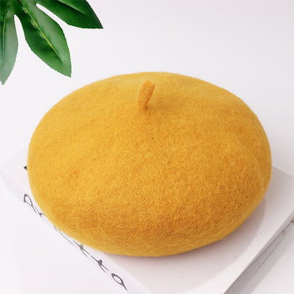 Mob Beret Woolen Solid Color Simple Adult Kids' Headwear