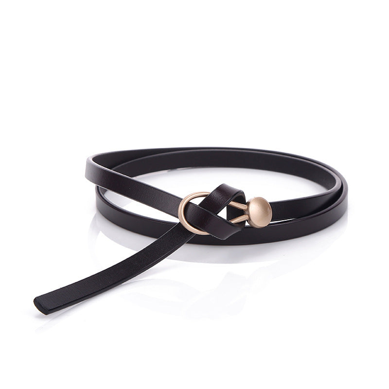 Women's Thin Knotted Decorative Fashion Black With Belts