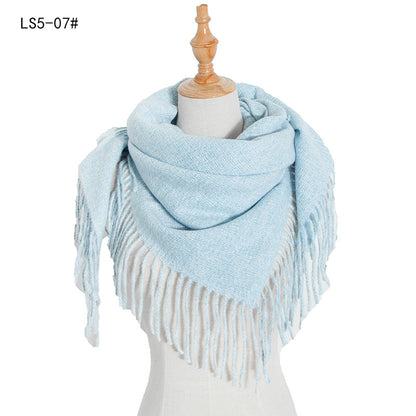 Women's & Men's Barbed Solid Color Tassel Square Scarfs