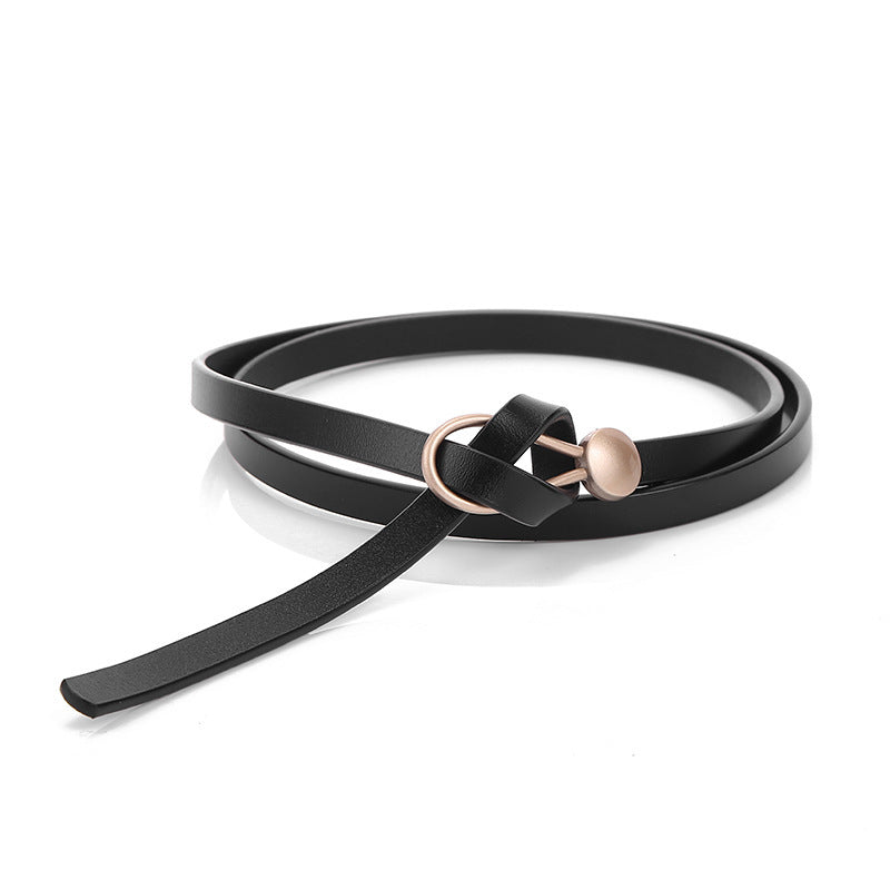 Women's Thin Knotted Decorative Fashion Black With Belts