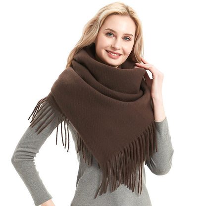 Women's & Men's Barbed Solid Color Tassel Square Scarfs