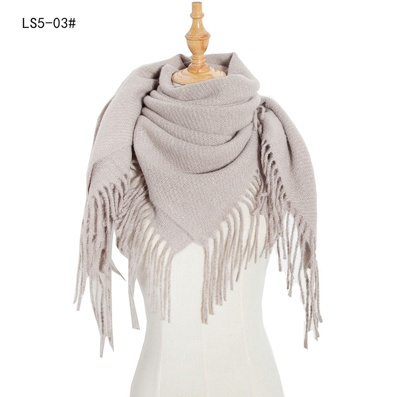 Women's & Men's Barbed Solid Color Tassel Square Scarfs