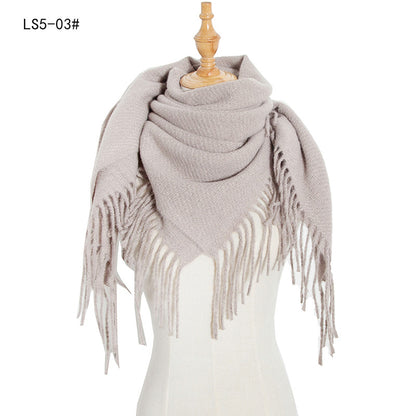 Women's & Men's Barbed Solid Color Tassel Square Scarfs