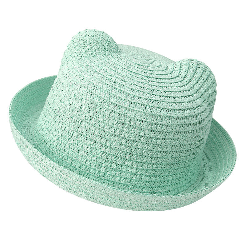 Women's & Men's Cartoon Solid Color Straw Hat Versatile Kids' Headwear