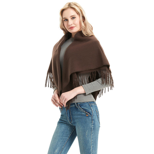 Women's & Men's Barbed Solid Color Tassel Square Scarfs