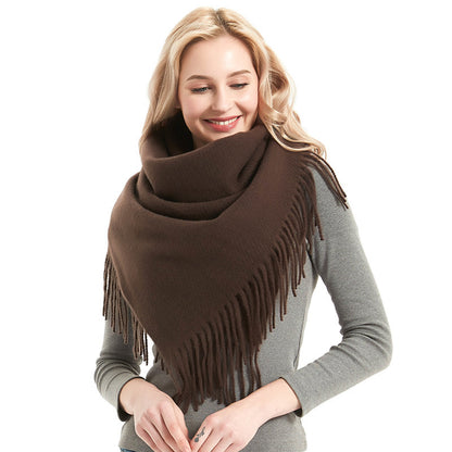 Women's & Men's Barbed Solid Color Tassel Square Scarfs