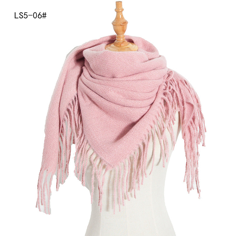 Women's & Men's Barbed Solid Color Tassel Square Scarfs