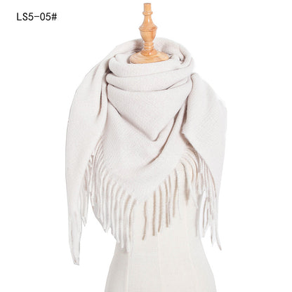 Women's & Men's Barbed Solid Color Tassel Square Scarfs