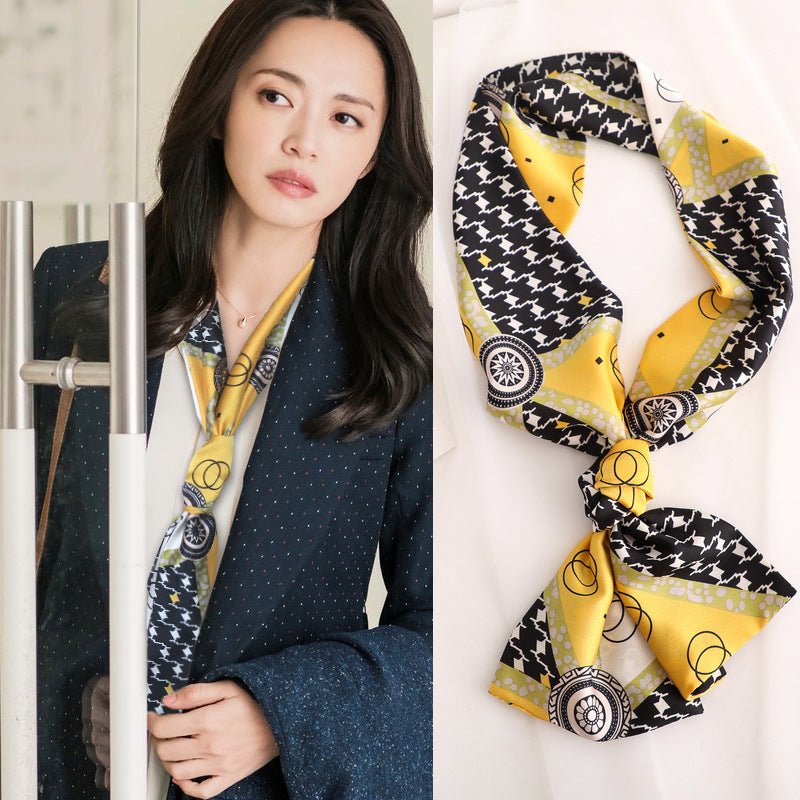 Women's Fashion Small Hair Band Shirt Matching Handy Scarfs