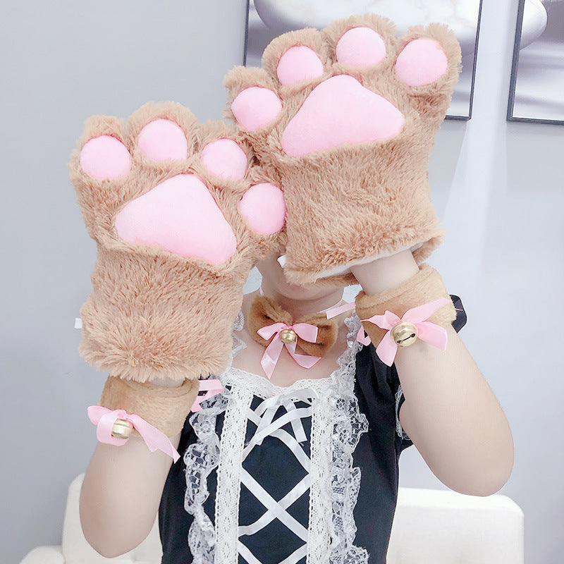 Children's Plush Cat's Paw Cartoon Performance Cat Gloves