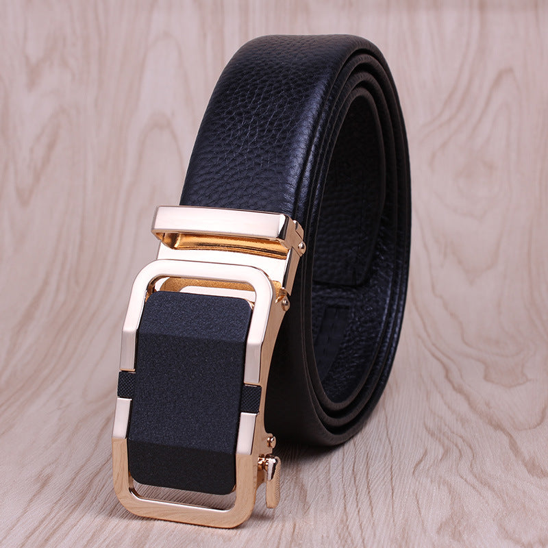 Men's First Layer Cow Leather Automatic Buckle Casual Belts