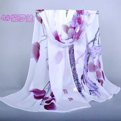 Silk Old Tree Floral Printed Classic Scarfs