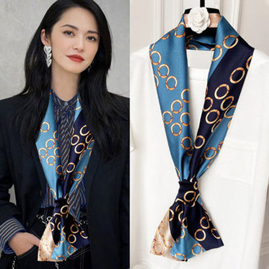 Women's Fashion Small Hair Band Shirt Matching Handy Scarfs