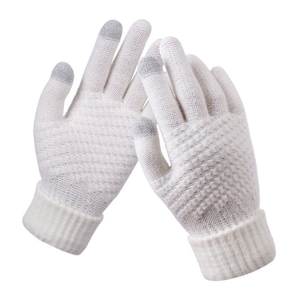 Women's & Men's Winter Couple Knitted Thickened Veet Touch Gloves