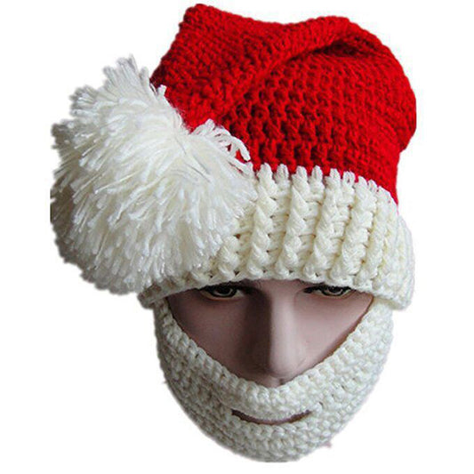 Hand-woven Christmas Hat Red Mask Beard Kids' Headwear