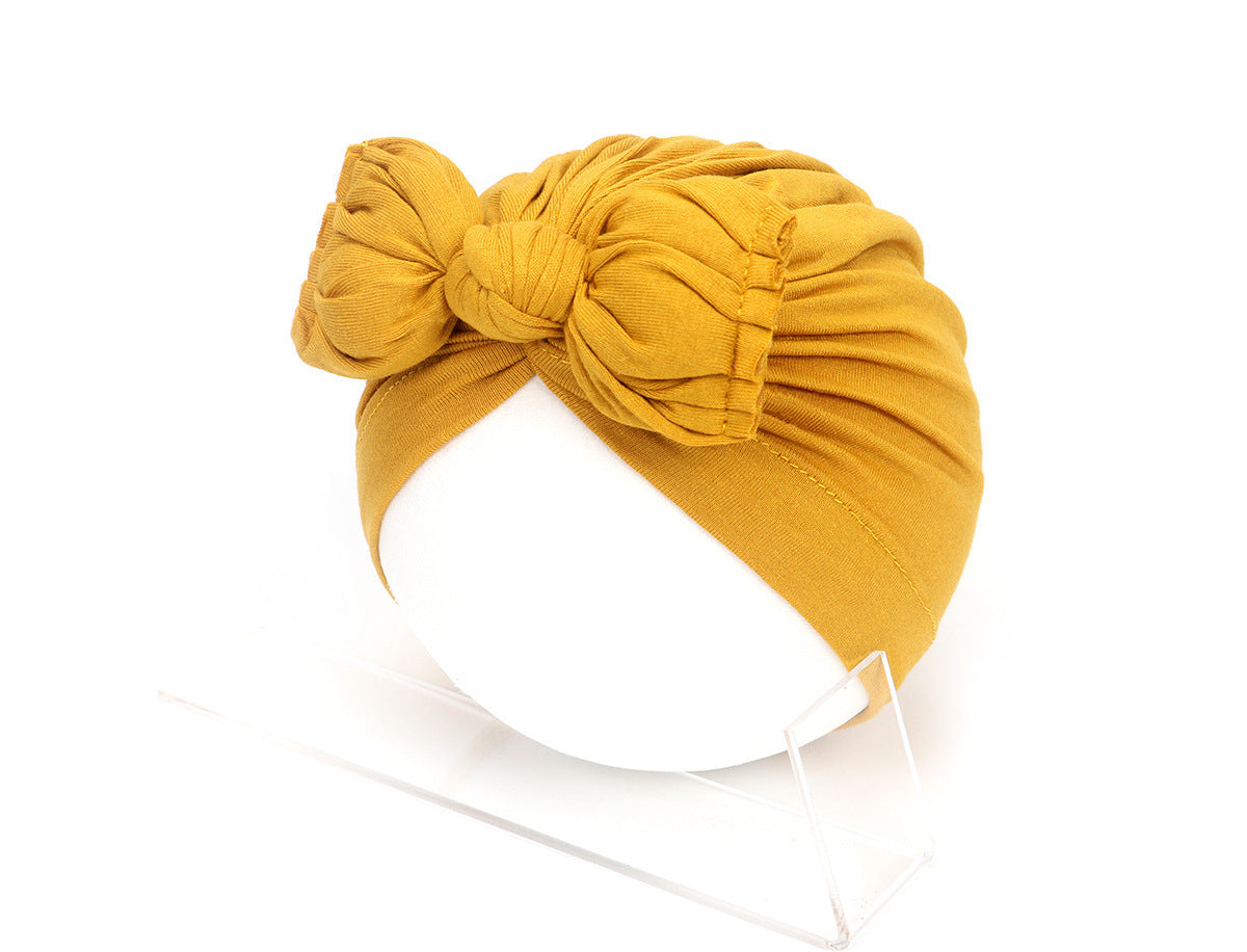 Children's Pleated Hat Bow Pure Color Knotted Kids' Headwear