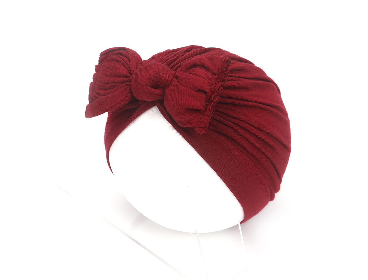 Children's Pleated Hat Bow Pure Color Knotted Kids' Headwear