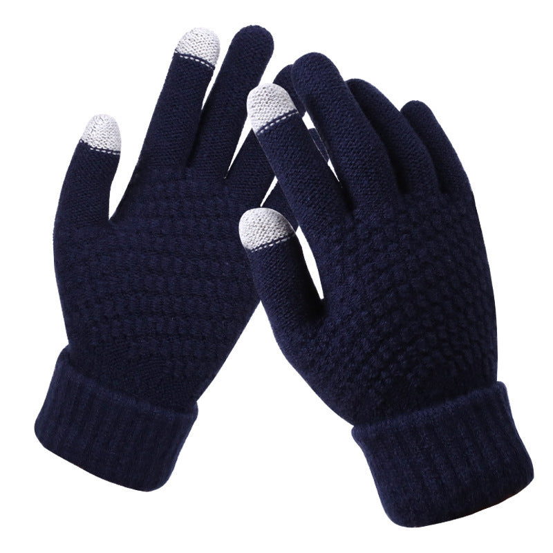 Women's & Men's Winter Couple Knitted Thickened Veet Touch Gloves