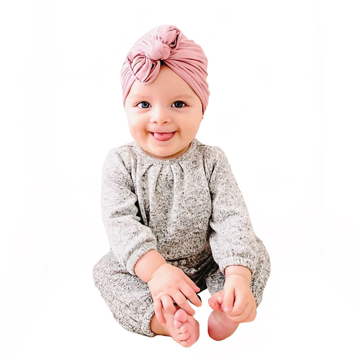 Children's Pleated Hat Bow Pure Color Knotted Kids' Headwear