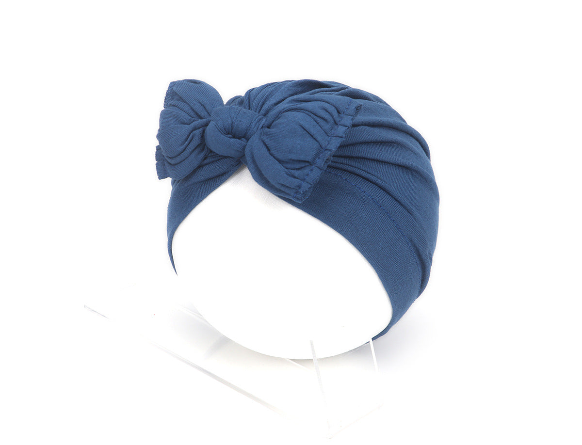 Children's Pleated Hat Bow Pure Color Knotted Kids' Headwear