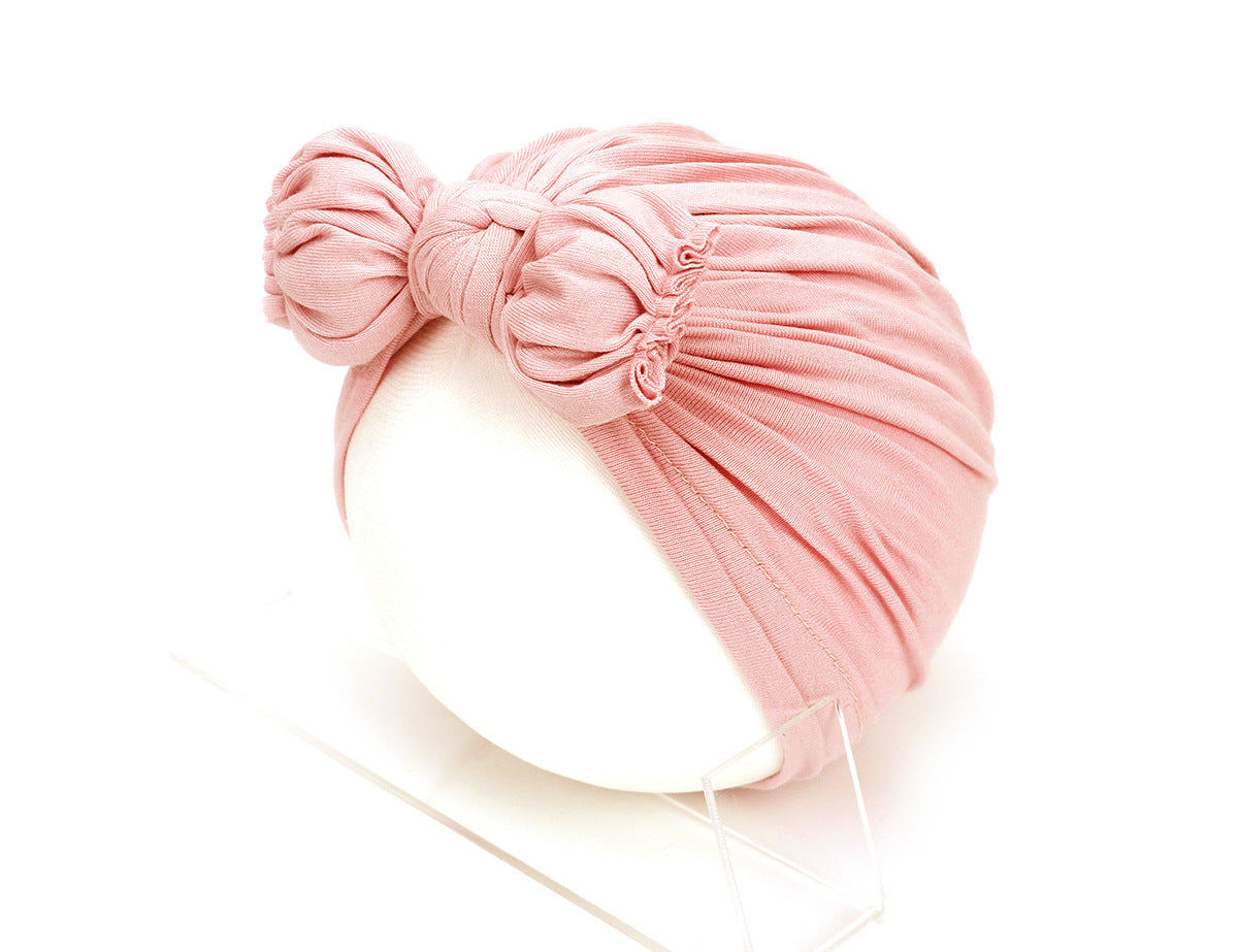 Children's Pleated Hat Bow Pure Color Knotted Kids' Headwear