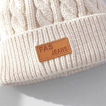 Boys Labeling Woolen Knitted Fluffy Ball Kids' Headwear